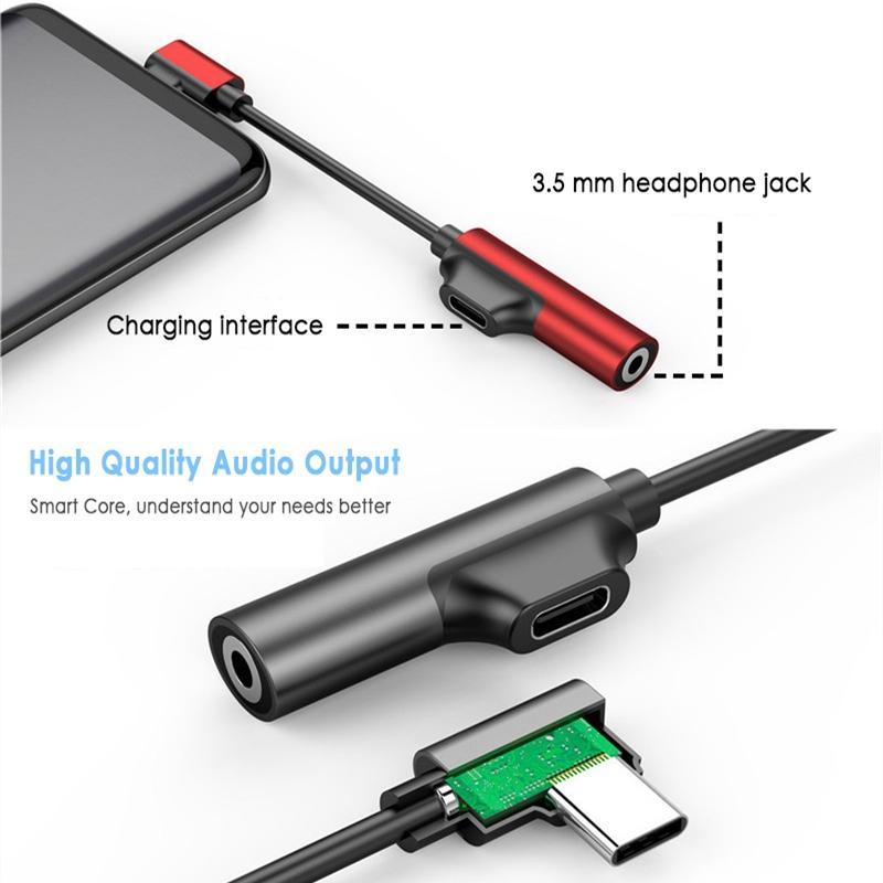 Cáp chuyển đổi KEBIDUMEI 2 trong 1 cổng Type C sang 3.5mm và USB C tiện lợi