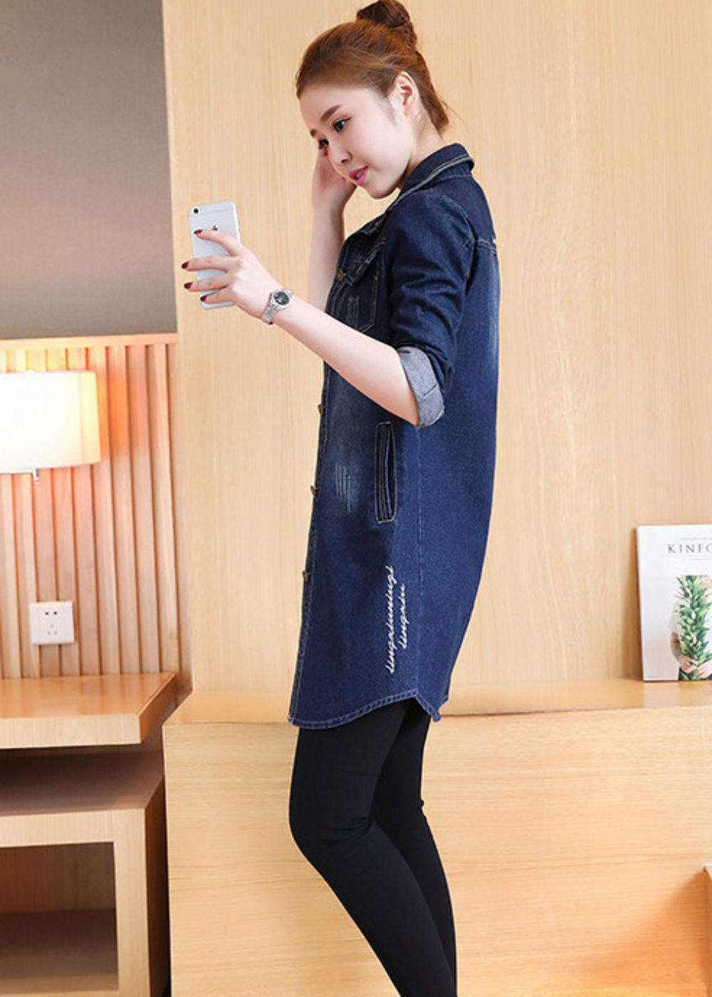 Áo Khoác Jeans Nữ Dáng Dài AK606 - Xanh