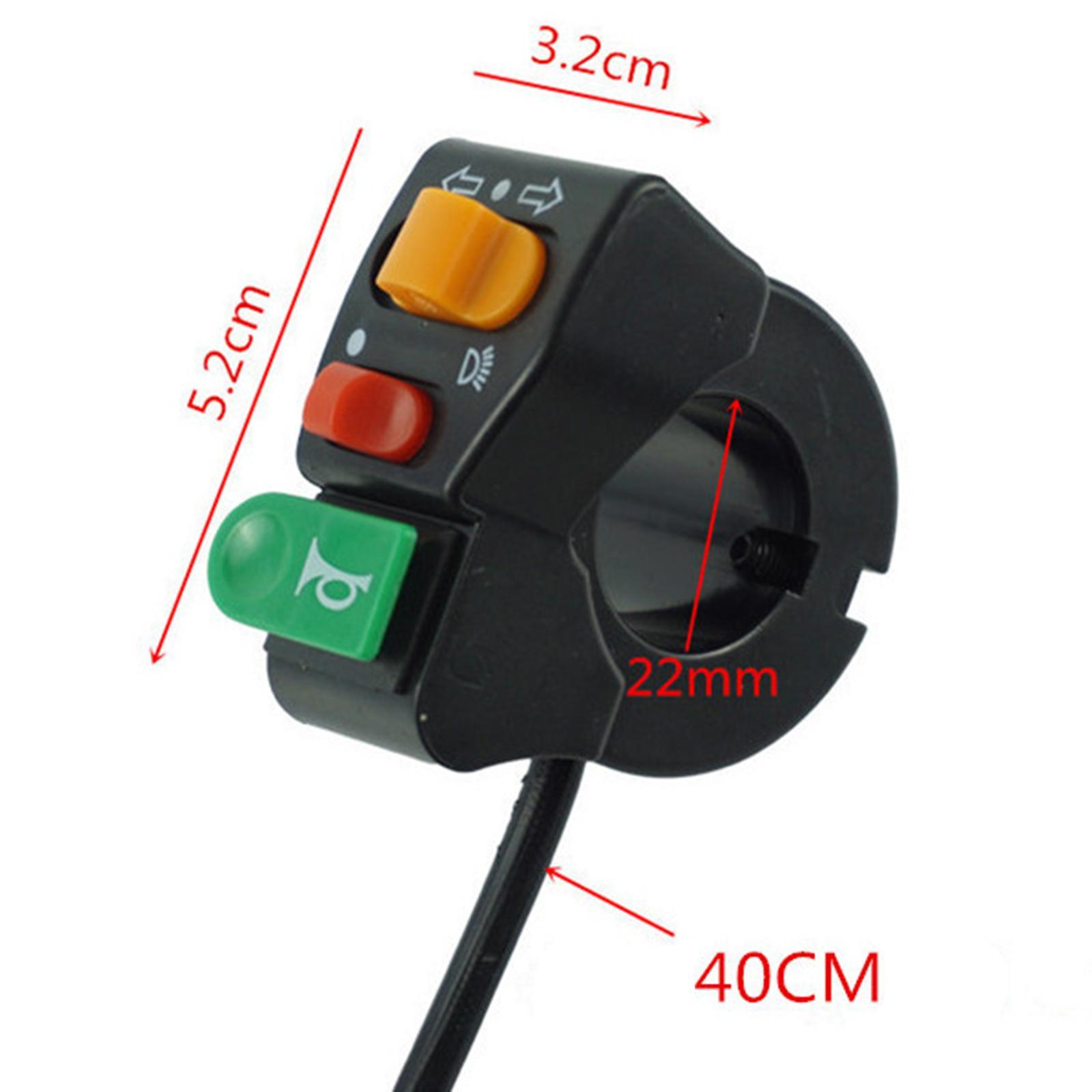 Motorcycle Handlebar Switch, 7/8 22mm 3 in 1 Headlight Turn Signal Horn Fits for Electric Motorbike