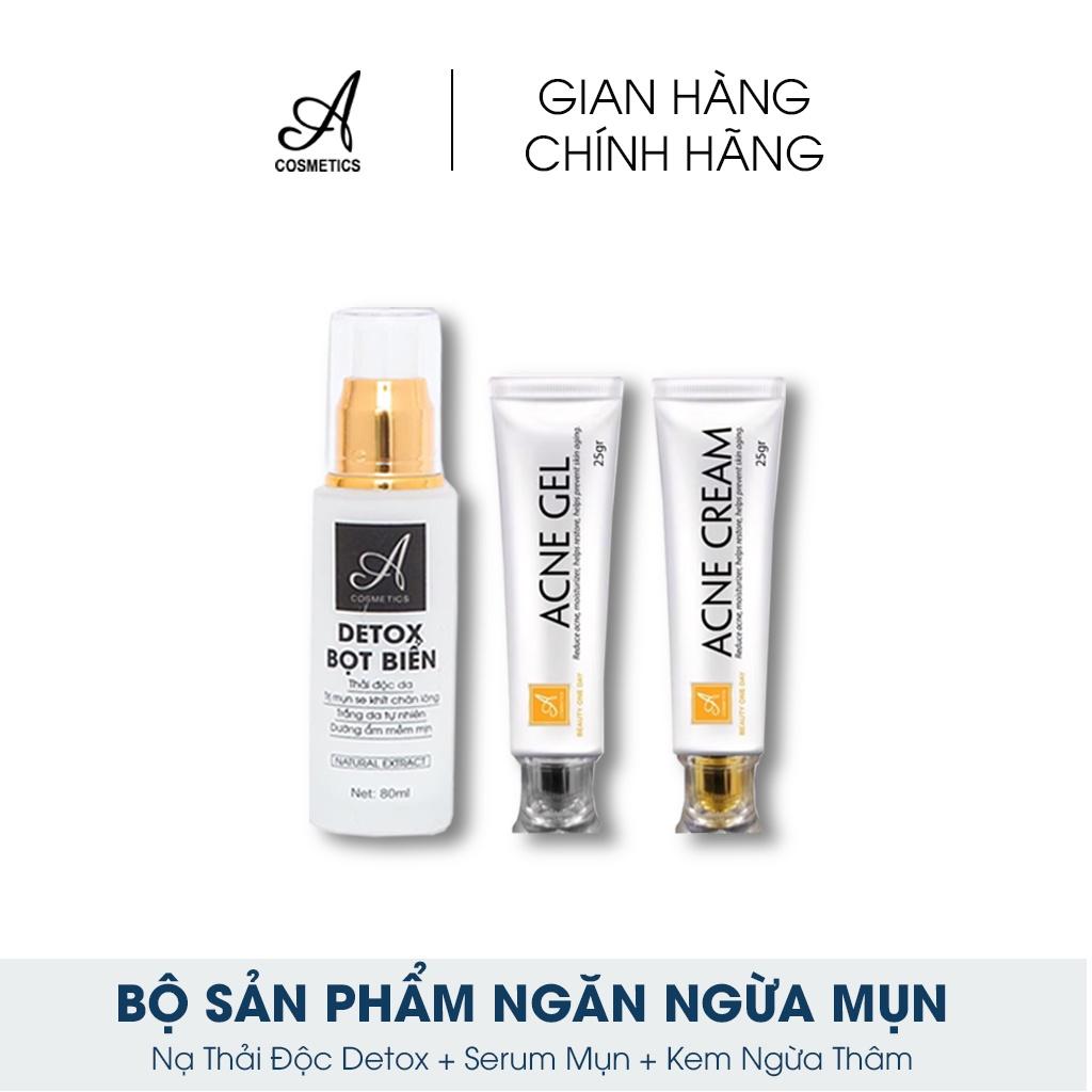 Bộ SP ngừa mụn Acosmetics: 1 kem ngừa mụn - thâm và 1 Nạ detox thải độc da