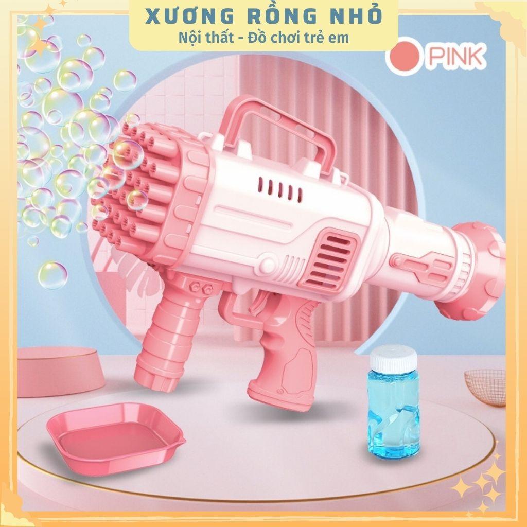 Súng bắn bong bóng xà phòng 32 nòng, máy thổi bong bóng cho bé tặng kèm lọ nước tạo bong bóng