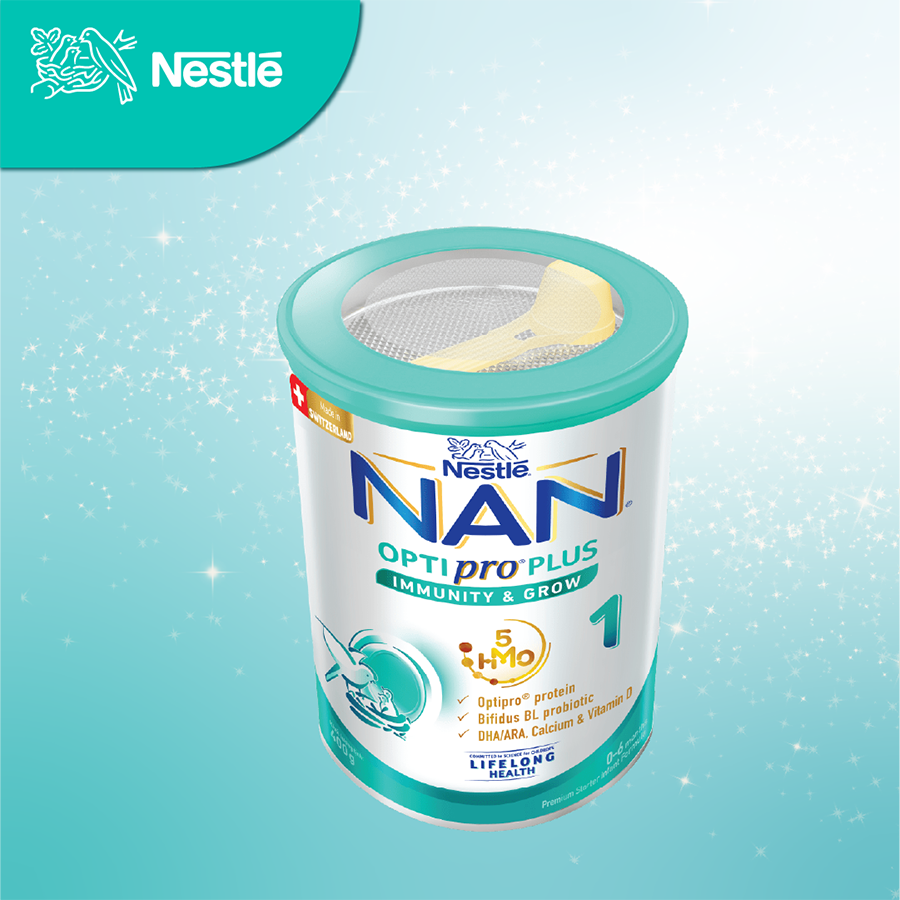 Sữa bột Nestlé NAN OPTIPRO PLUS 1 400G/lon với 5HMO Sản Xuất tại Thụy Sĩ