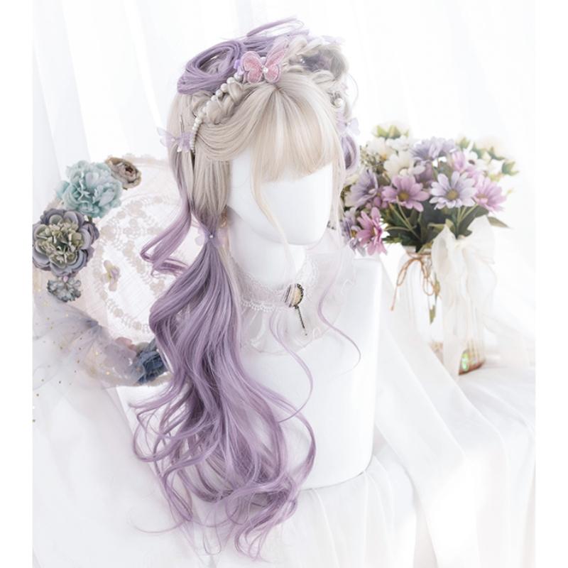 Wig/Tóc giả xoăn ombre cổ tích màu tím ngọt ngào đáng yêu - A59 Nguyên đầu teen/lolita