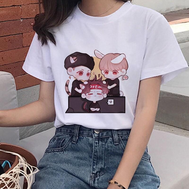 Áo Thun In Hình Chibi Suga Jin Jimin V Jungkook Hoạt Hình