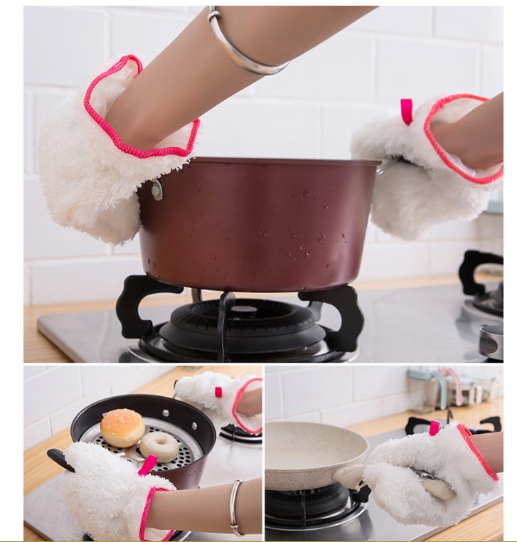 Găng tay sợi tre rửa bát 2 lớp chống thấm nước, găng tay đa năng vệ sinh nhà bếp