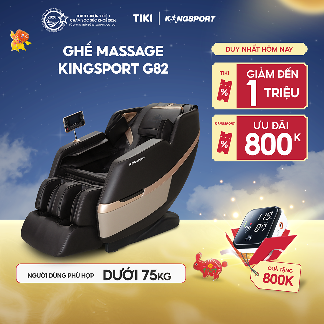 [Miễn phí lắp đặt] Ghế massage KINGSPORT G82 New, Công Nghệ Làm Ấm Warmtech, Công Nghệ Massage Chân Legtech 2-in-1