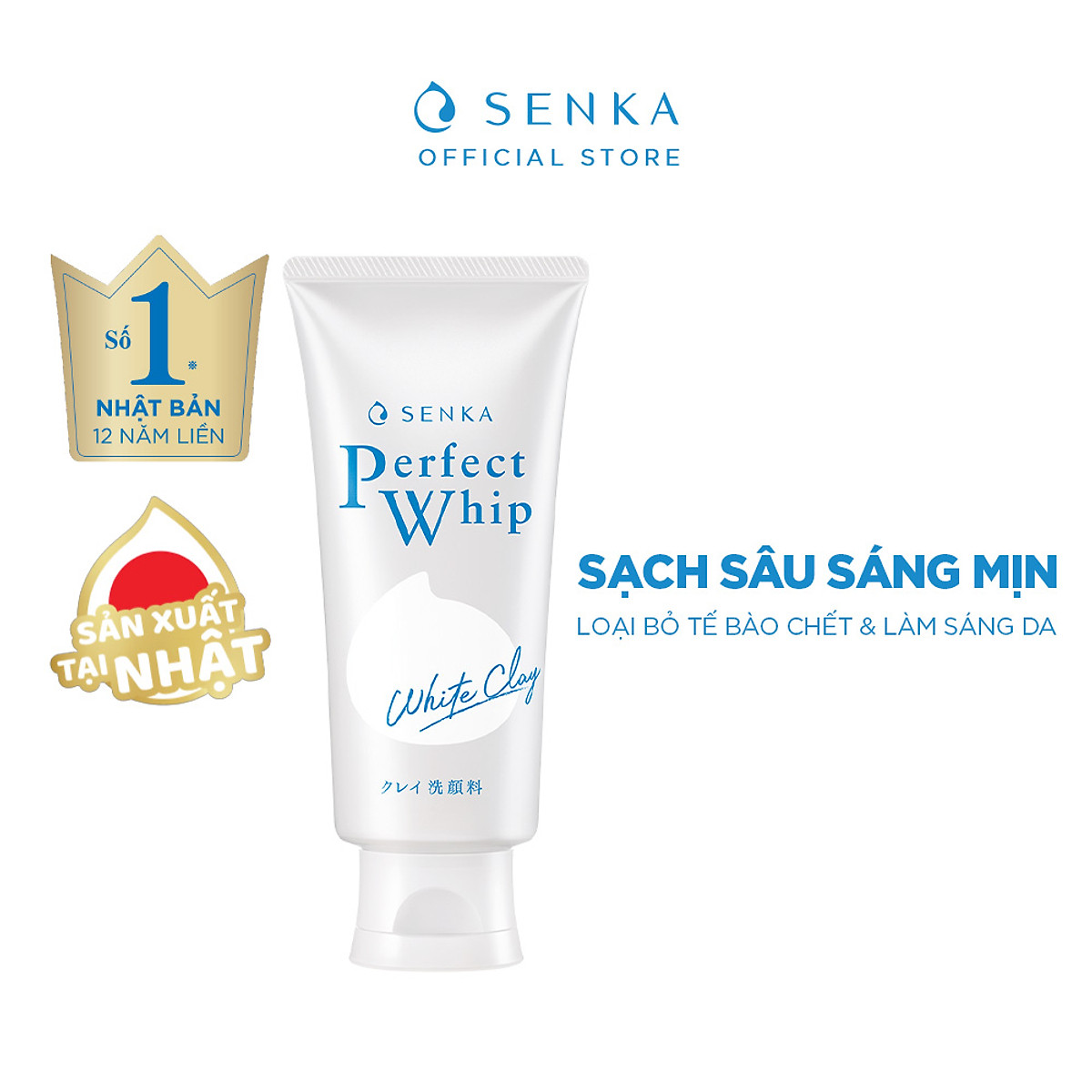 Sữa Rửa Mặt Tạo Bọt Senka Chiết Xuất Đất Sét Trắng Perfect White Clay 120g