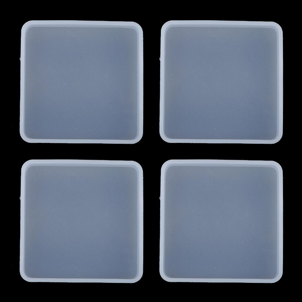 4x  Square Resin Mould For DIY Coaster Display Pad 8cm