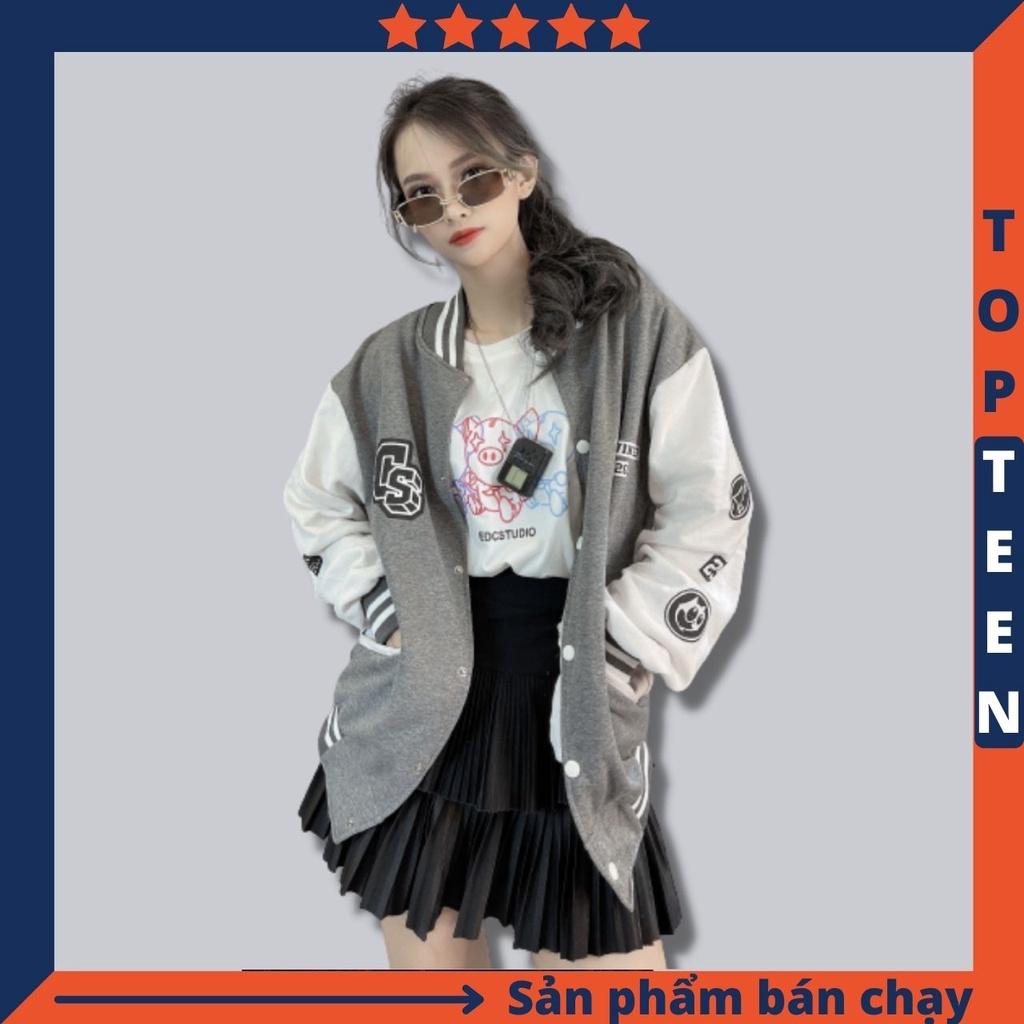 Áo khoác bomber nam nữ nỉ bông dày dặn hàng quảng châu form rộng unisex CS CANDLES - TOPTEEN 3424