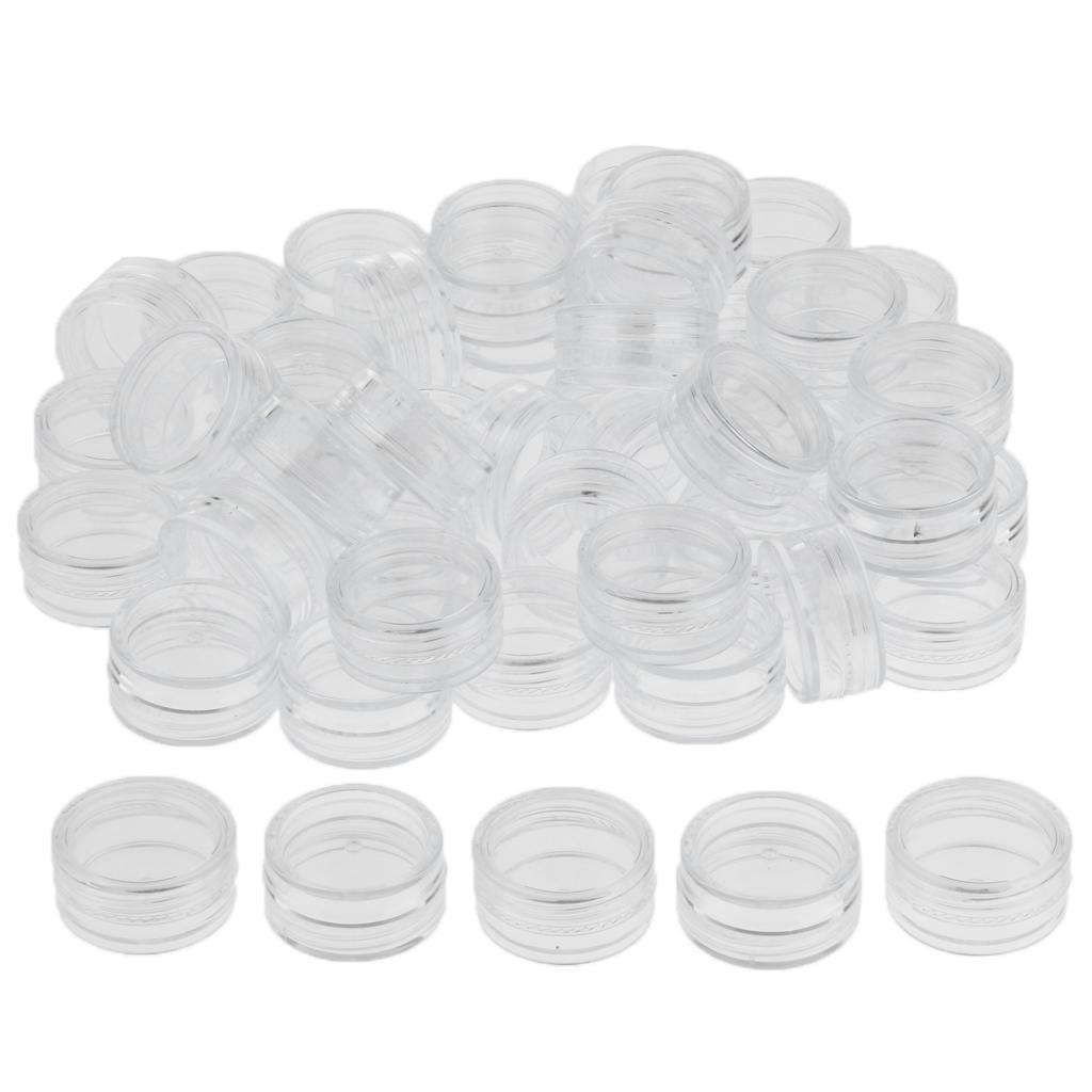 3x 50pcs Reusable Plastic Cosmetic Container Jars Pot for Nails Powder Jewelry