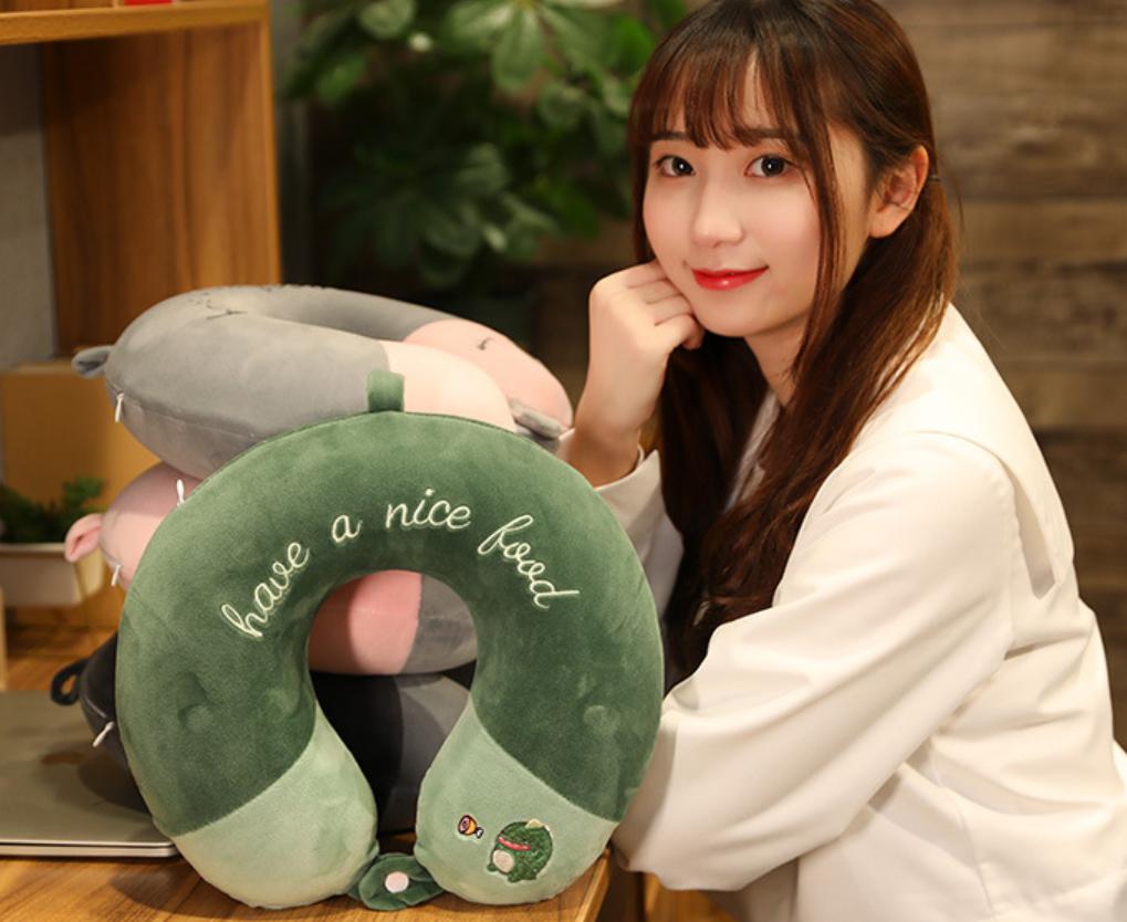 Gối Massage Vòng Cổ Chữ U Đa Năng Gối Ngủ Văn Phòng Gối Đi Du Lịch Gối cổ chữ U cao su non trơn đi phượt dã ngoại