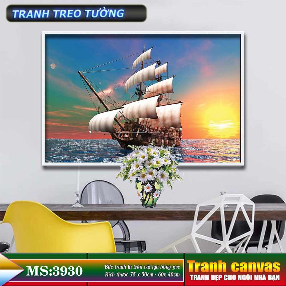 Tranh treo tường phòng khách, phòng ngủ - thuận buồm xuôi gió-3930L3