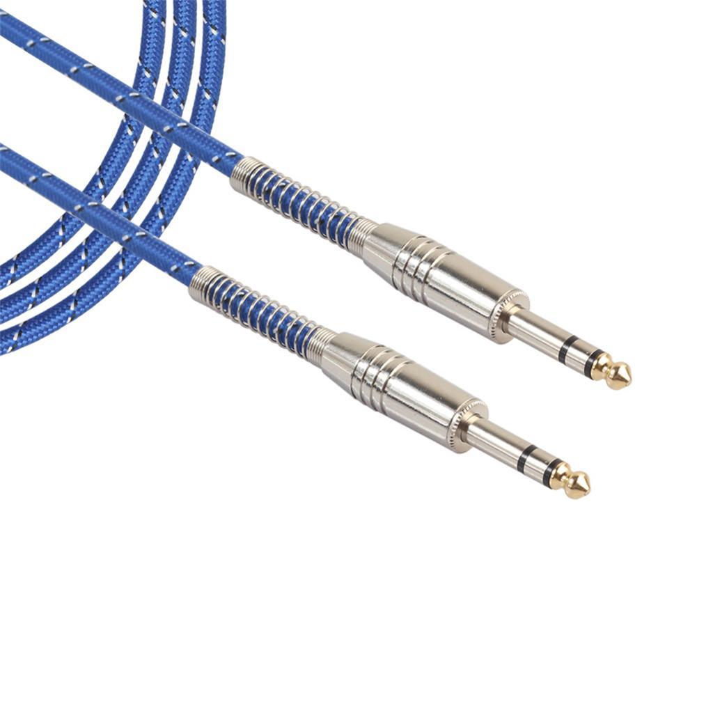 2xBass Guitar 6.35mm Stereo Male to Male Audio Cable Nylon Braided Cable 1m