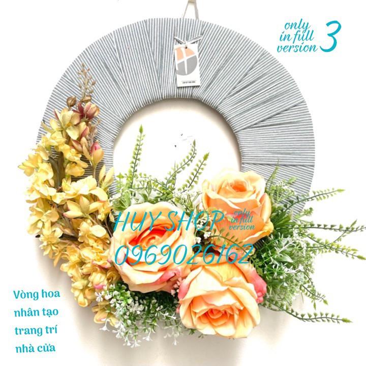 VÒNG HOA NHÂN TẠO TRANG TRÍ TREO TƯỜNG 40CM 01-06