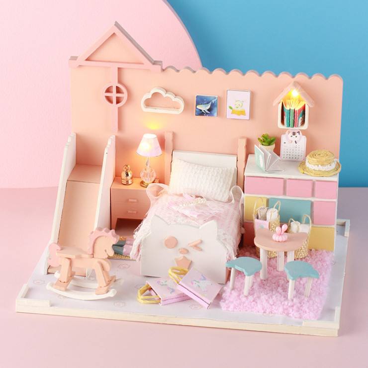 Mô hình nhà DIY Doll House Mia's Cat House Kèm Mica Chống bụi