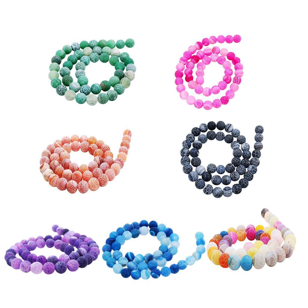 1 Strand 8mm Round Weathering Frosted Stone Loose Beads DIY Crafts Blue