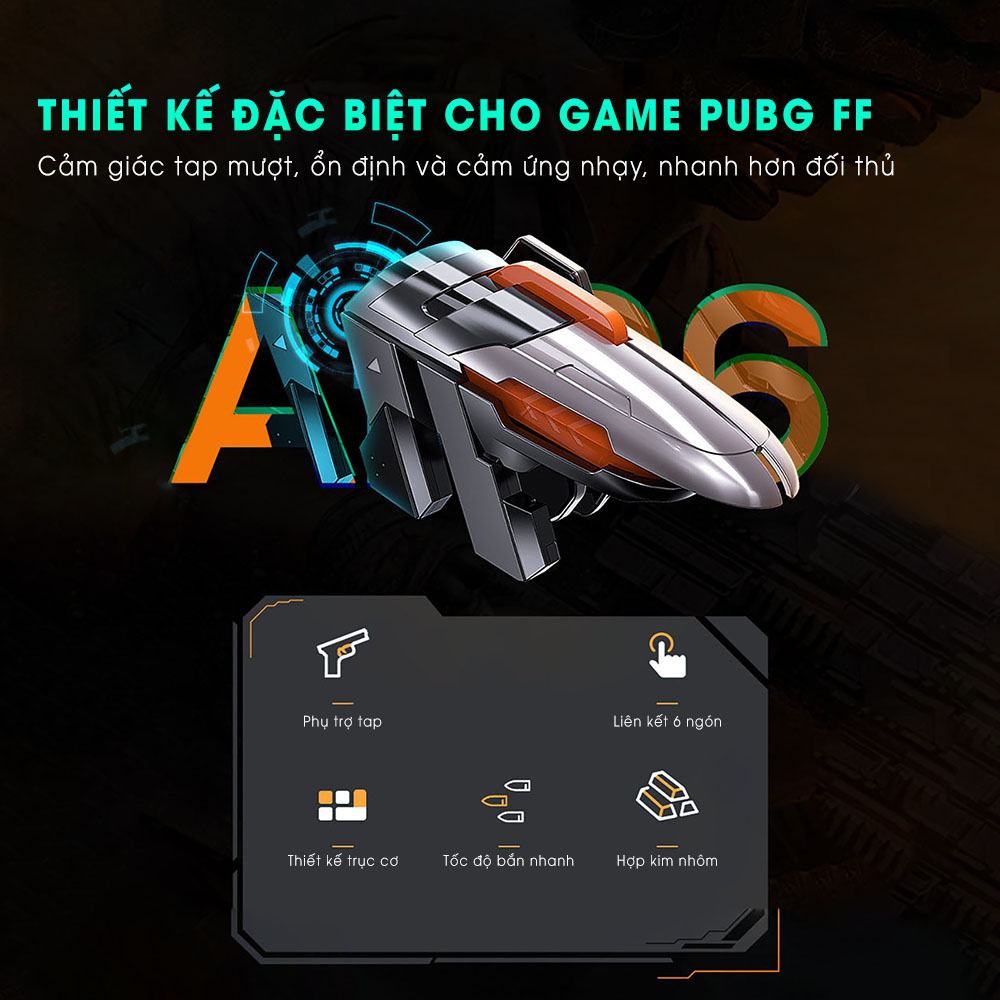 Tay cầm chơi game điện thoại MEMO AK06 - Nút bắn gaming hỗ trợ chơi game thao tác 6 ngón ghìm tâm dễ dàng - Hàng nhập khẩu