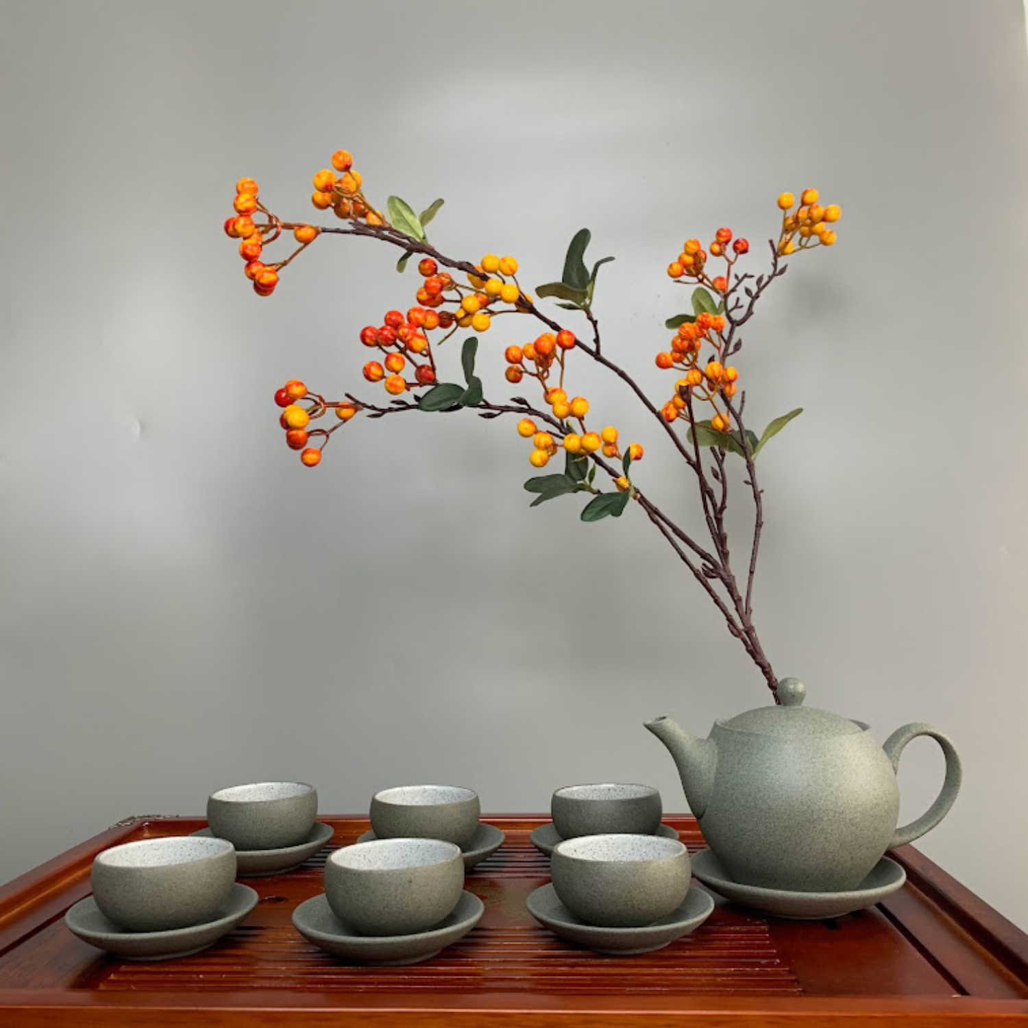 Bộ ấm chén uống trà cao cấp , bộ ấm trà Bát Tràng - hoàng sa thạch nguyên mộc