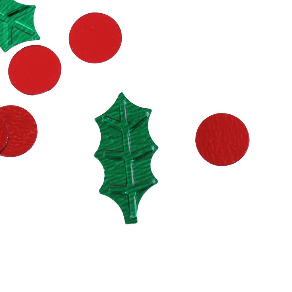 Christmas Green Holly Red Berries Table Sprinkles Party Decorations 15g