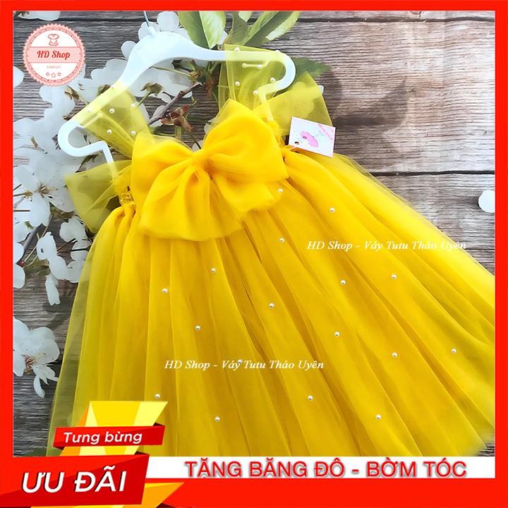 Váy Bé Gái Váy Công Chúa Cho Bé Vàng Nơ Đính Đá Giá Tốt