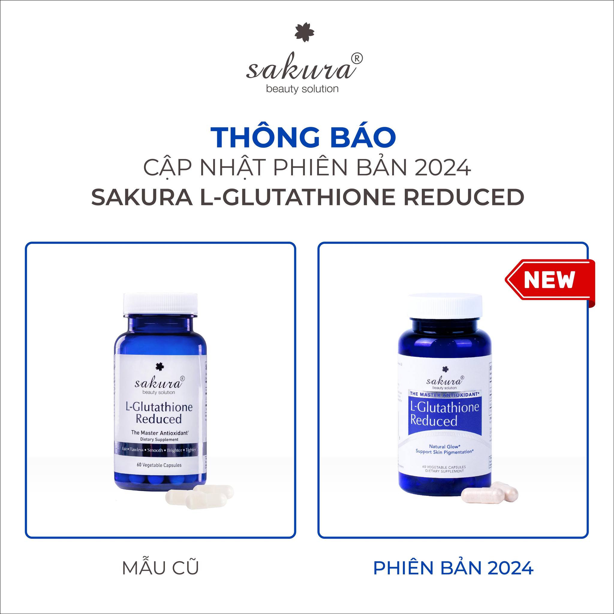 Viên uống trắng da Sakura L-Glutathione Reduced (60 viên)