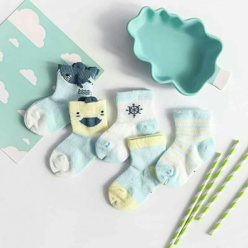 Set 5 đôi tất cao cổ màu cute cho bé trai bé gái