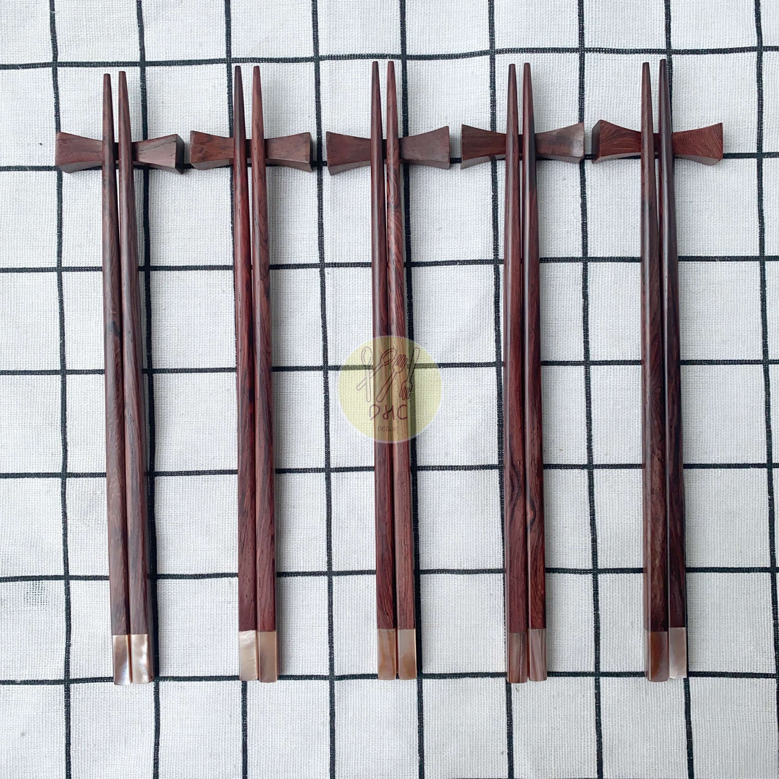 Đũa gỗ Trắc vuông 23,5cm - Đầu gắn xà cừ - Đũa gỗ tự nhiên
