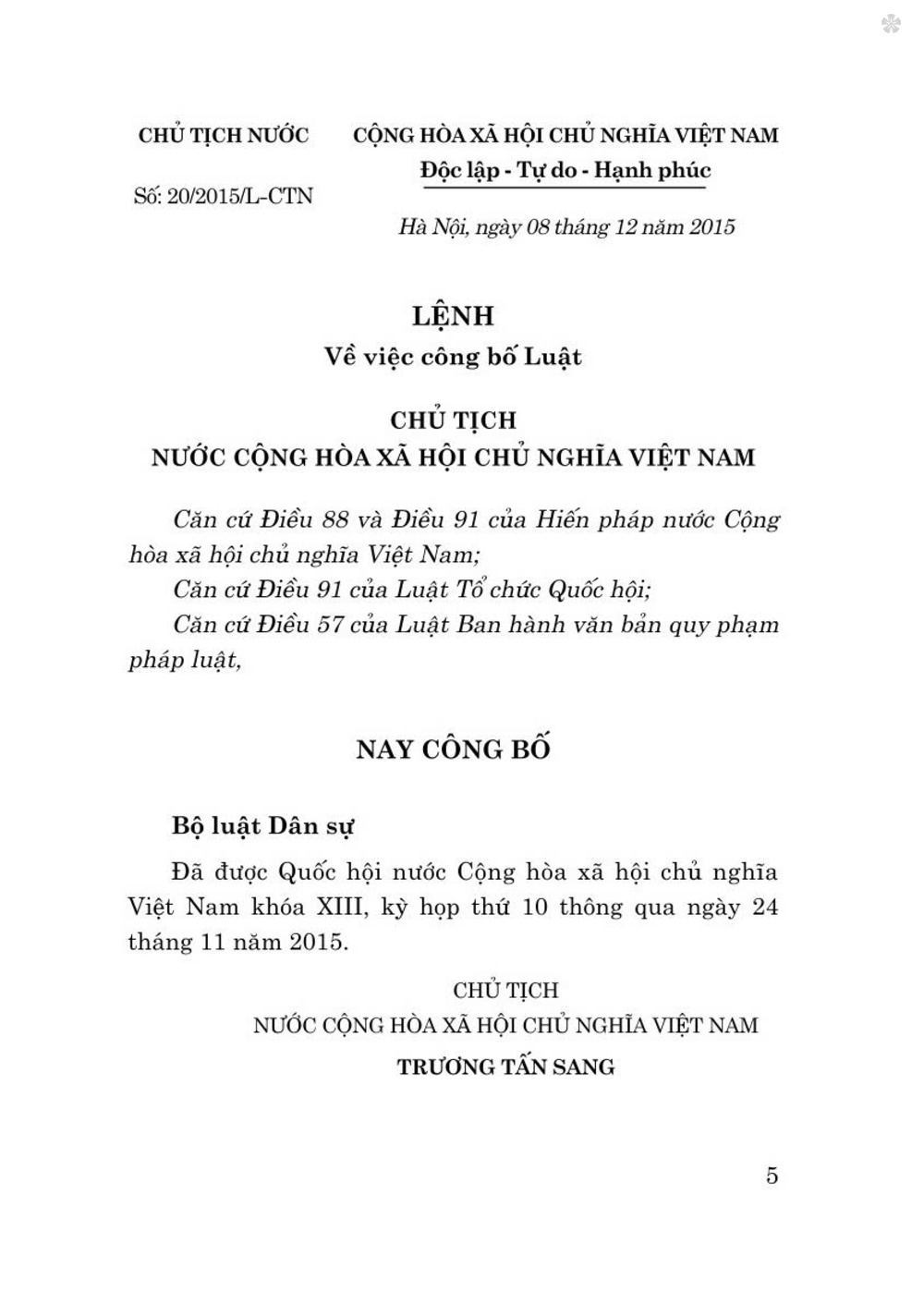 Bộ luật dân sự (hiện hành) - bản in 2024
