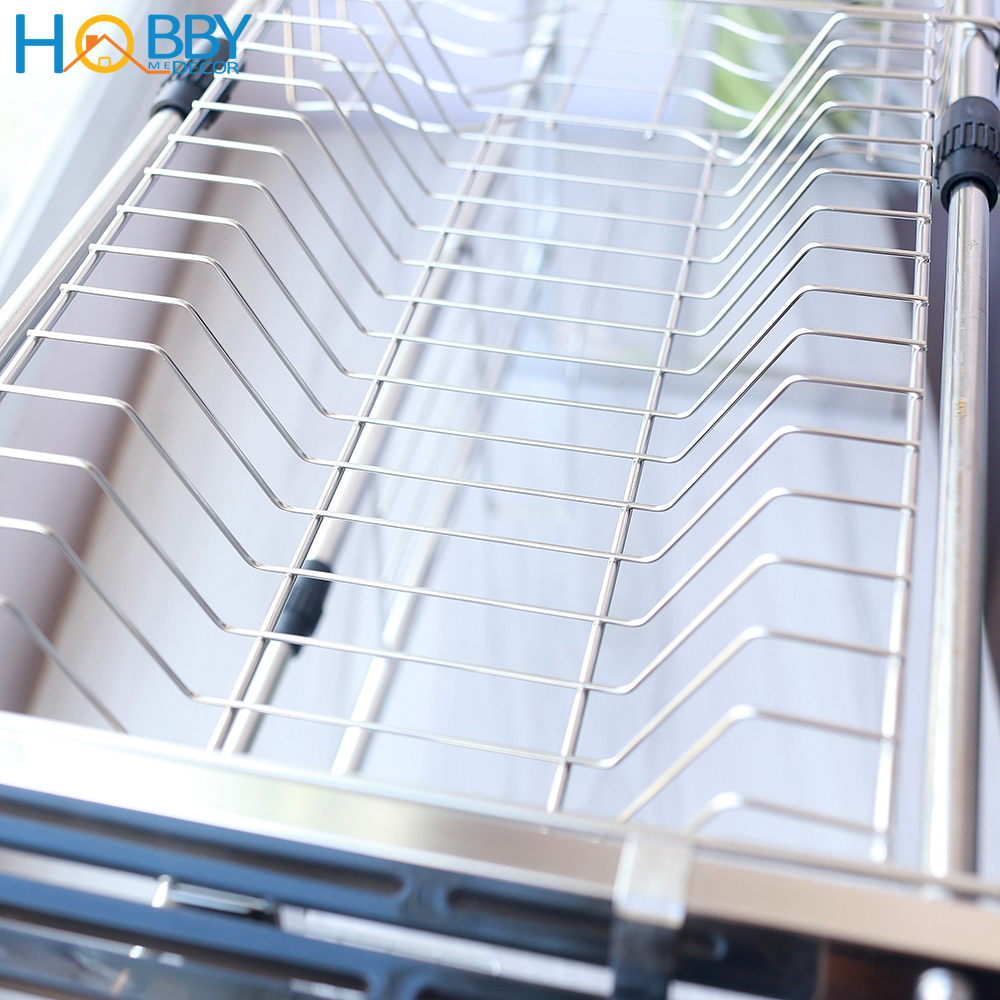 Kệ chén đa năng gác trên bồn rửa chén 6 ngăn inox 304 Hobby Home Decor KC6N co giãn bề ngang không rỉ sét