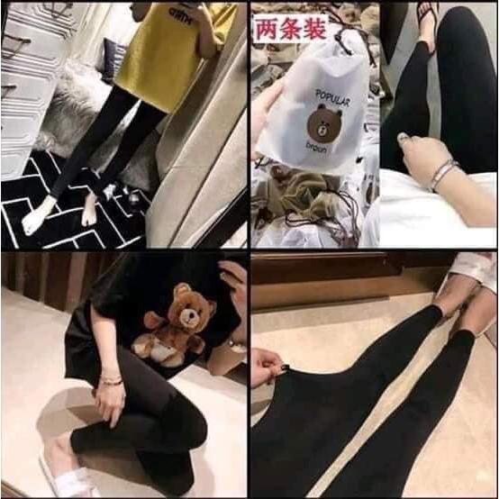 QUẦN LEGGING GẤU BROWN THUN LẠNH CO GIÃN 4 CHIỀU