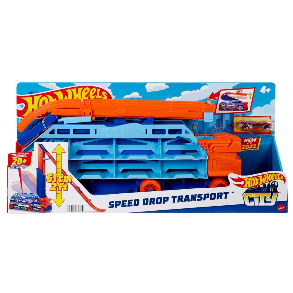 Đồ Chơi Mô Hinh Trạm Vận Chuyển Trên Cao Hot Wheels City Speed Drop Transport - Hot Wheels HDY92