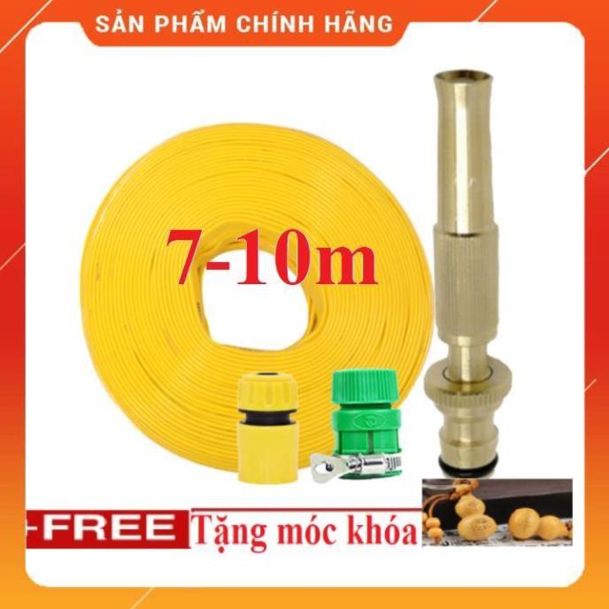 ️ Bộ dây vòi xịt nước rửa xe, tưới cây , tăng áp 3 lần, loại 7m, 10m 206587 cút sập,+ móc khoá