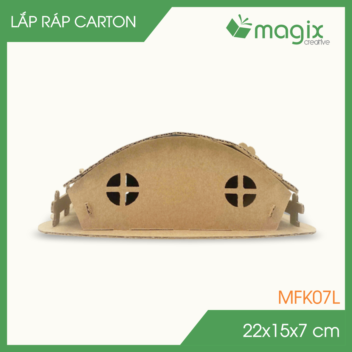MFK07L - 22x15x7 cm - Mô hình ngôi nhà lắp ráp từ bìa carton cao cấp, nhà giấy carton mini sáng tạo