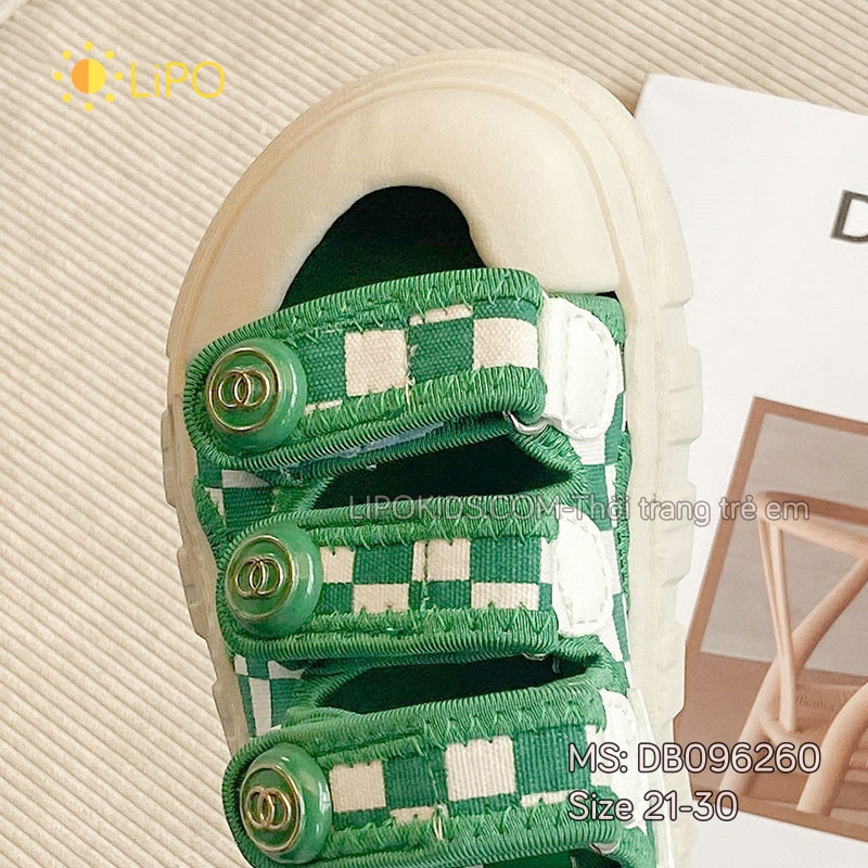 Sandal bé trai mũi cao chống trơn trượt Xăng đan bé trai kẻ ca rô size 21-30 DB096