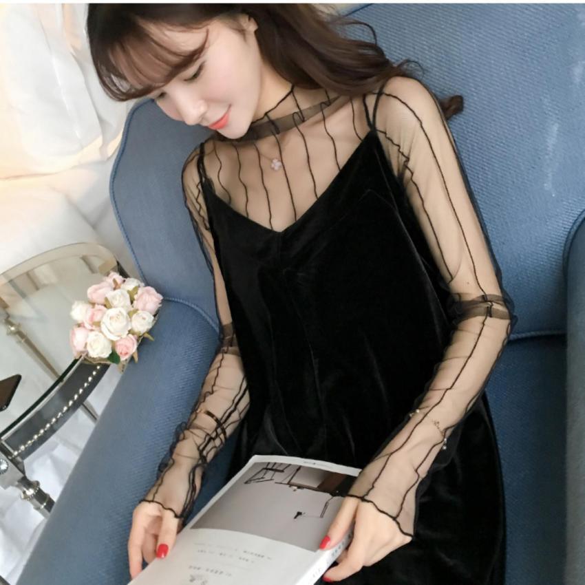 Áo lưới sọc dọc sành điệu