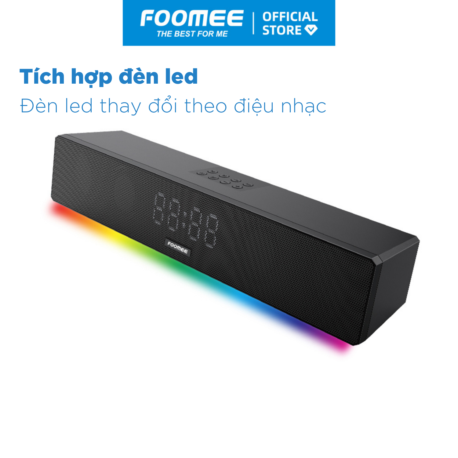 Loa Bluetooth Mini  Pin 2400mAh FOOMEE HH17 pro - Tích Hợp Đèn Led Nháy Loa Kép Và Kết Nối Cuộc Gọi - Màu Đen - Hàng Chính Hãng