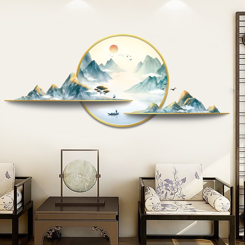 Decal dán tường 3D sơn thủy á đông sang trọng