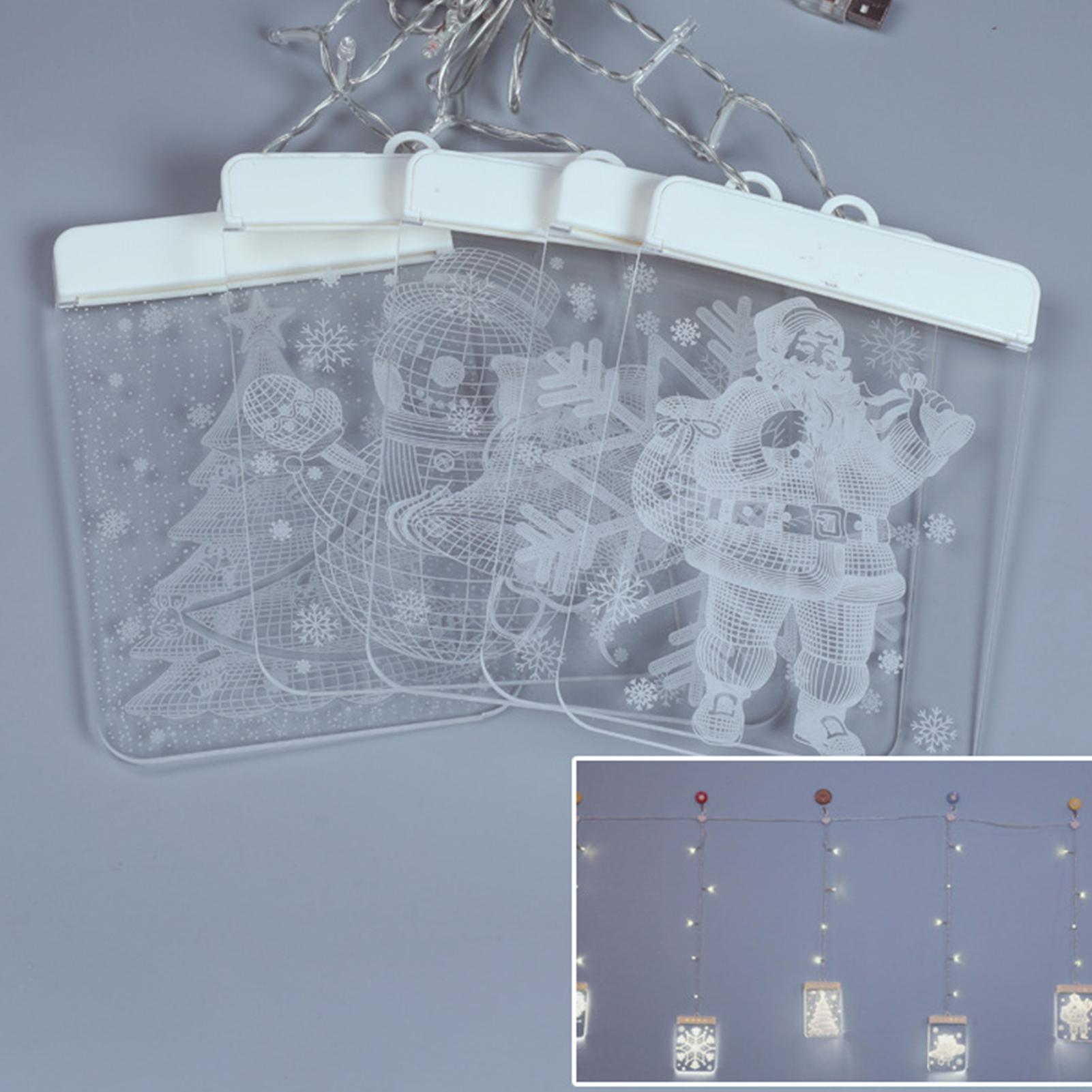 Đèn treo 3D lấp lánh được làm từ tấm acrylic trong suốt chất lượng cao,dây 5 chiếc màu trắng ấm áp trang trí giáng sinh