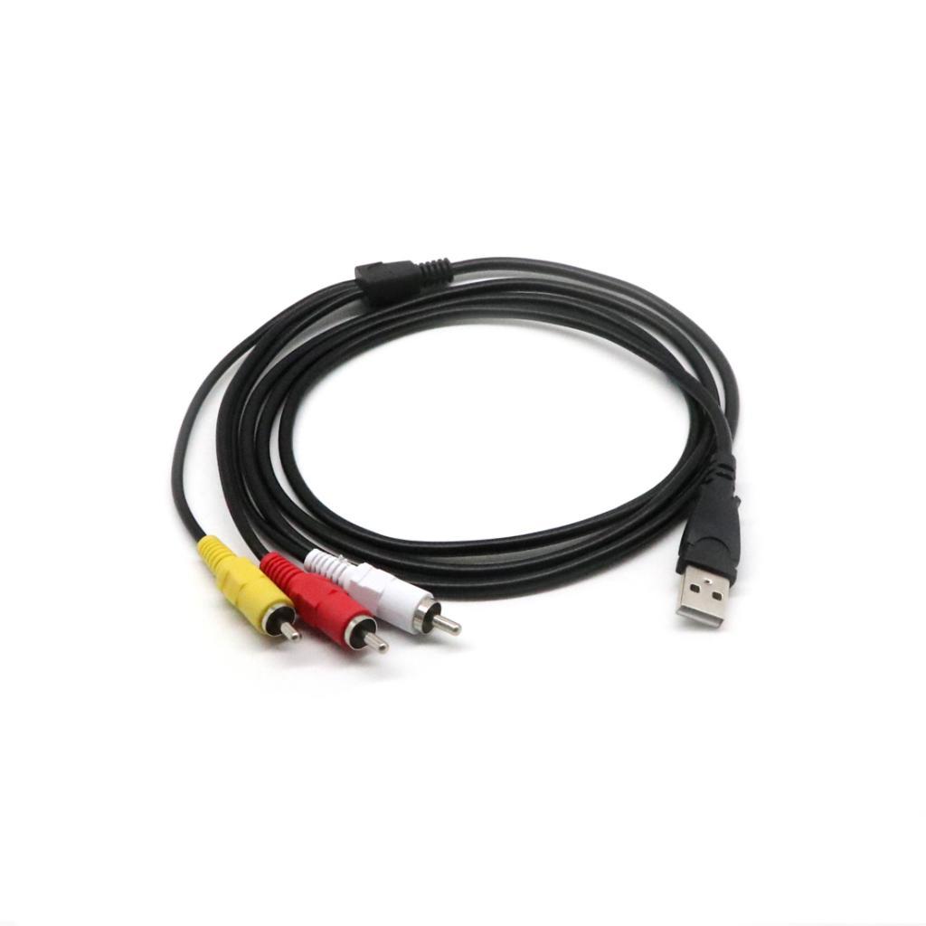 USB Male to 3 RCA female + USB Male to 3 RCA male Cable