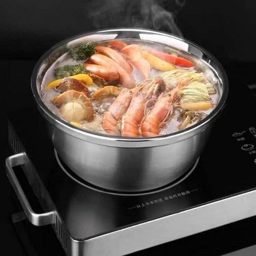 Bộ Thau Inox 5 Món Dùng Rửa Rau Củ Quả, Thau Trộn Salad Dày Dặn Siêu Tiện Dụng Cho Nhà Bếp Size Từ 14-24cm