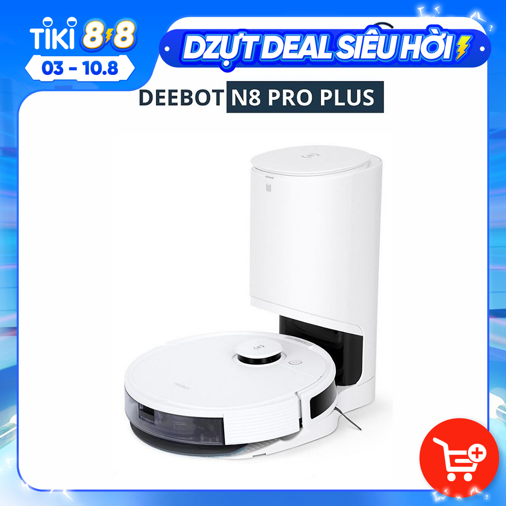 Robot hút bụi lau nhà thông minh Ecovacs Deebot N8 Pro Plus Bản Quốc Tế - Tích Hợp Dock Sạc Tự Động Hút Rác, Lưc Hút 2600PA, Bản Đồ Lasez TrueMapping Chính Xác Hơn Công Nghệ TrueDetect3D - Hàng Chính Hãng