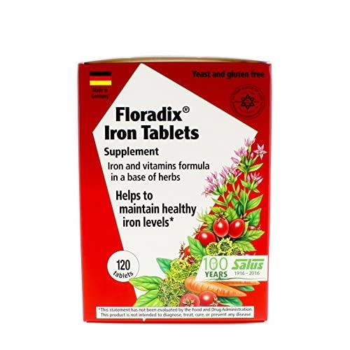 Floradix Tablets Iron Supplement 120Count XL Size - Supports Red Blood Cell Formation - Vegetarian, No Constipation, Non-GMO