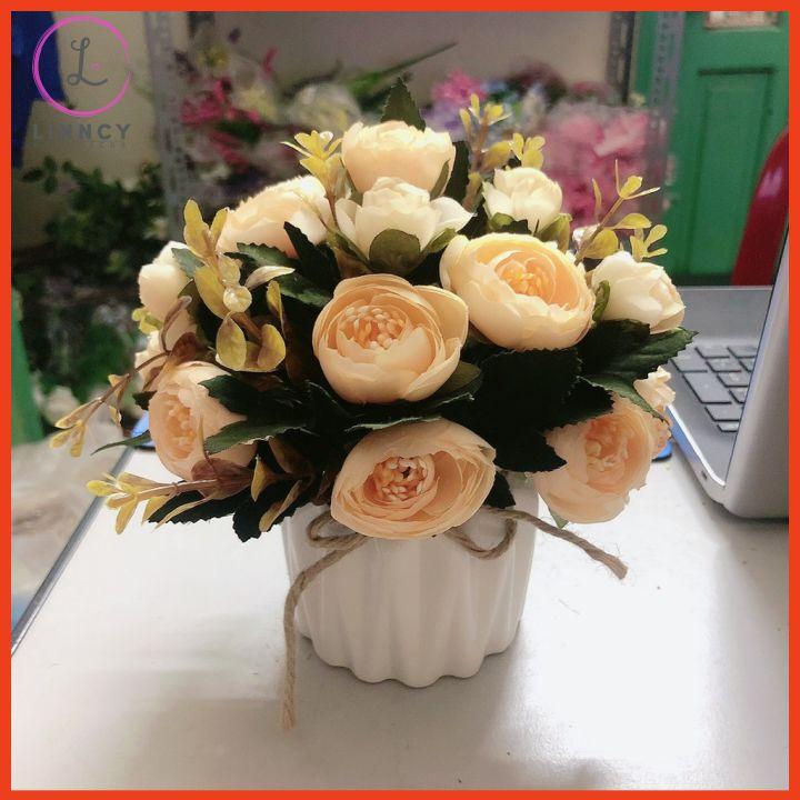 Bình hoa giả, bình hoa mini nhiều mẫu cao 18-20cm trang trí