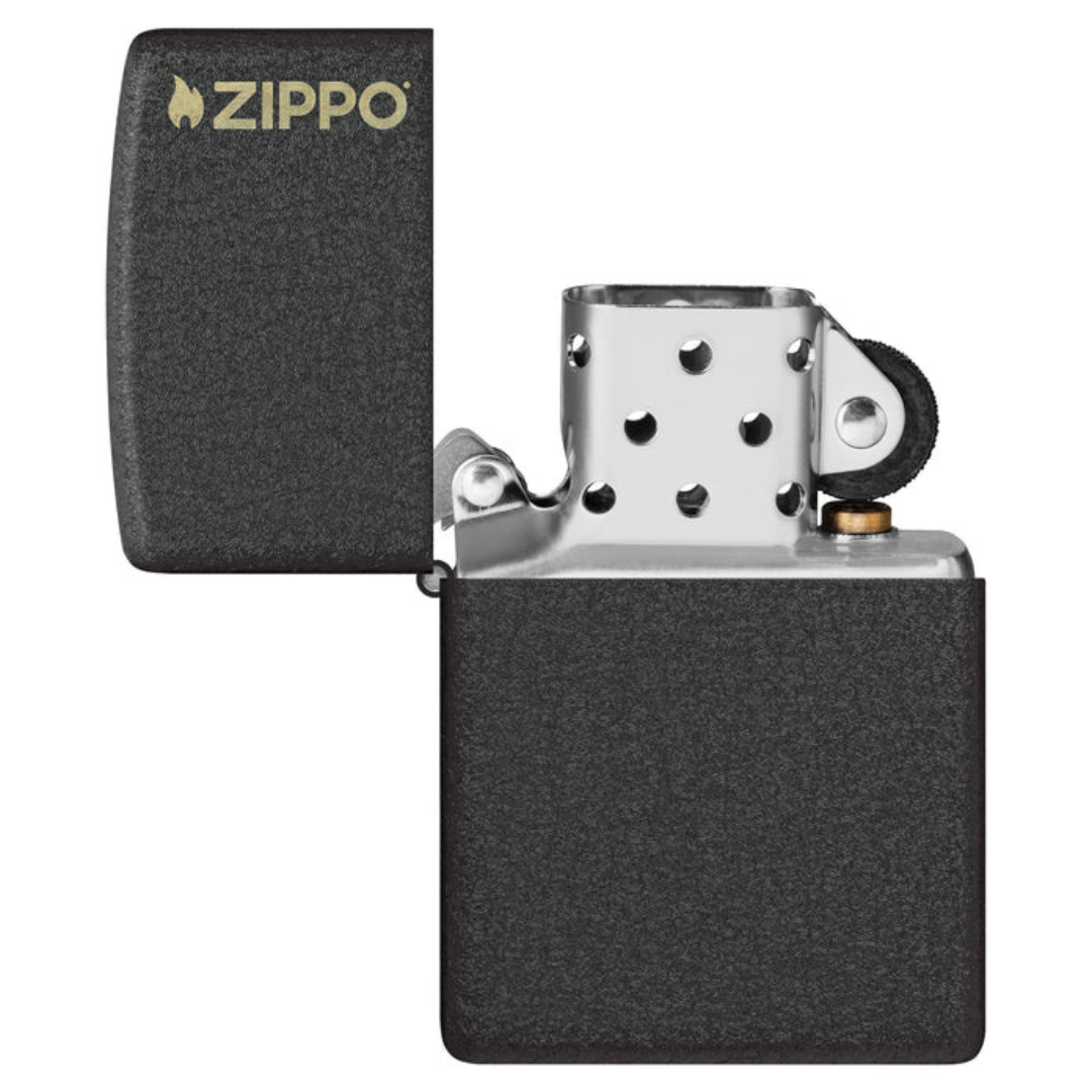 Bật Lửa Zippo Classic Black Crackle Chính Hãng – Zippo Regular Standard Đen Nhám Logo Khắc Laser – Chống Gió Mỹ
