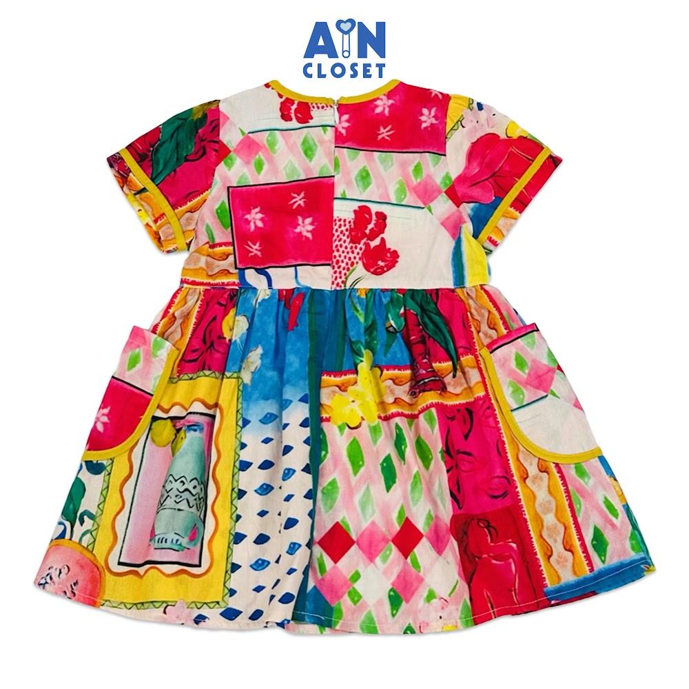 Đầm bé gái Họa Tiết Xanh cotton - AICDBGIMCRGF - AIN Closet