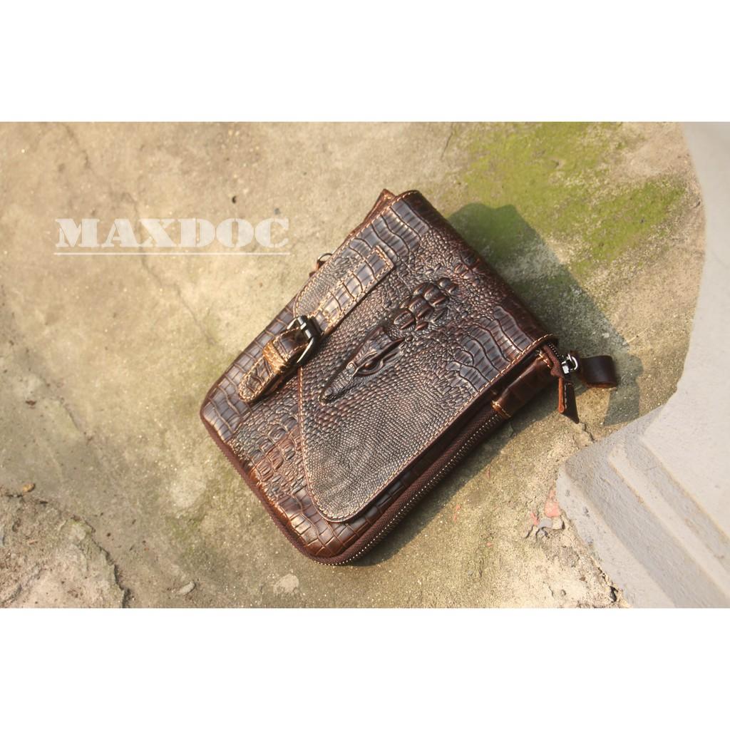 Cặp da thật vân cá sấu size mini C58