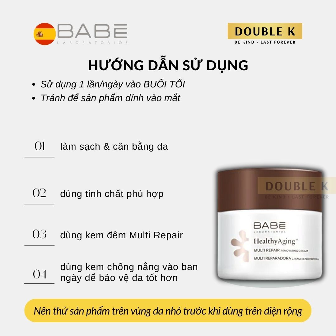 Kem Đêm Chống Lão Hóa Da BABE Multi Repair Renovating Cream - Double K