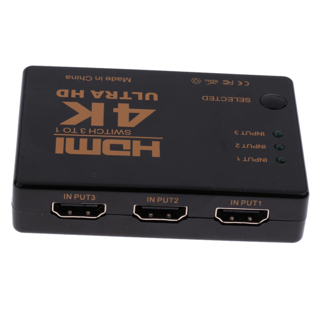 4K Ultra HD HDMI Switch Splitter HDTV 3 In 1 Out with Remote Control