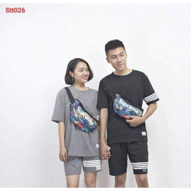đồ bộ thể thao nam nữ chất liệu thun co giãn thoáng mát,thể dục dạo phố và tập gym.ĐB 3 sọc