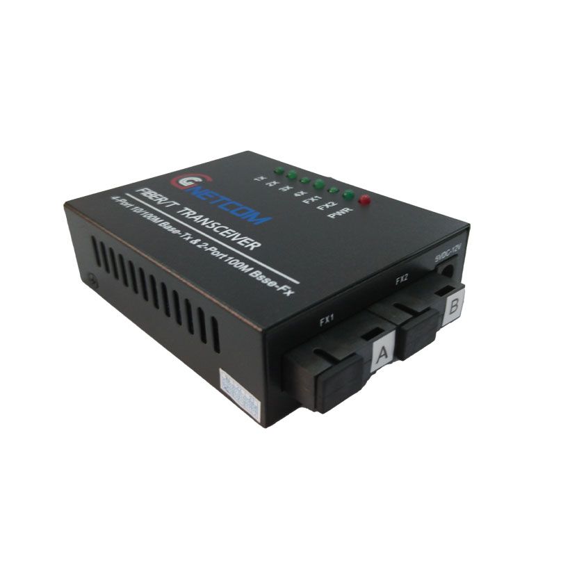 Switch quang chuyển tiếp Gnetcom HL-2F4E-SC | 2 port fiber,4 lan 10/100MB - Hàng Chính Hãng